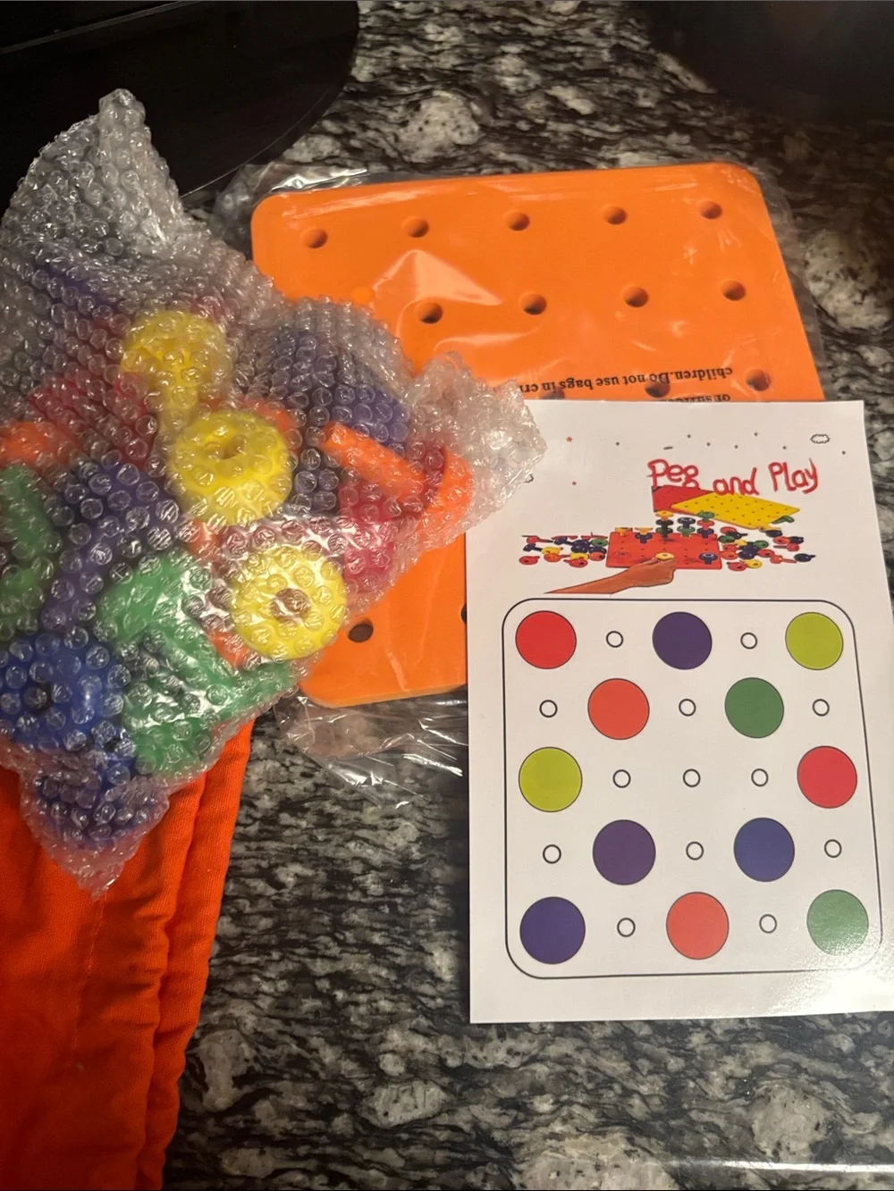 Peg board  Montessori therapy set . Colorful Interlocking Toy  with Storage Bag